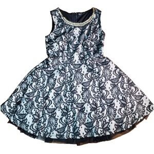 Vintage Y2k Ruby Rox Dress Size 3 Whimsigoth Lace‎ Black White Beaded Jeweled